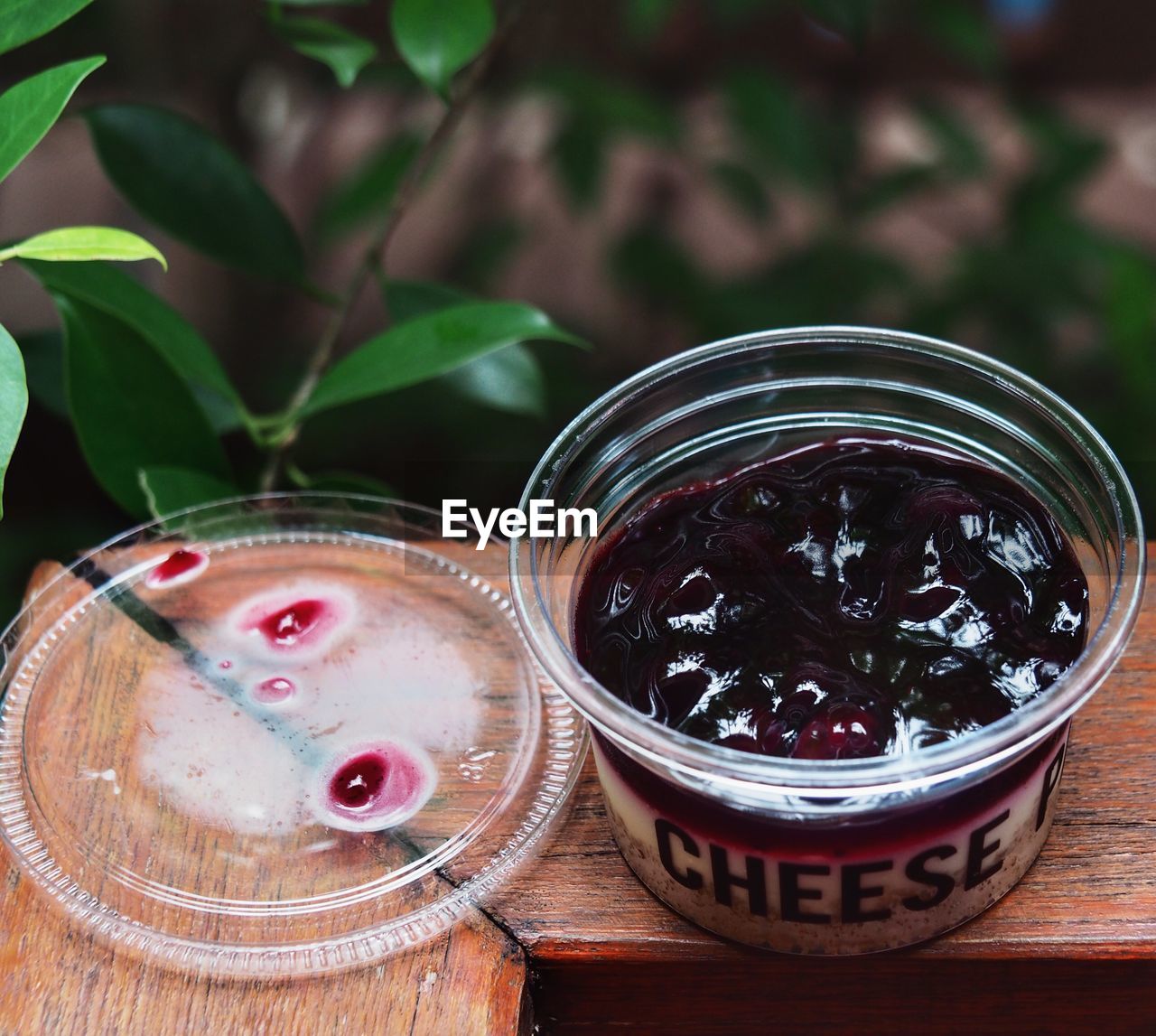 High angle view of fruits in glass jar on table