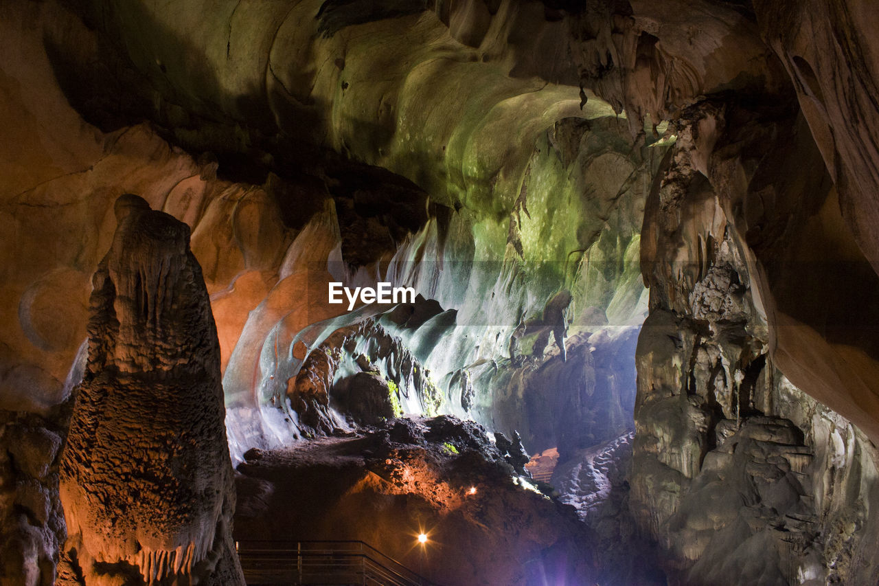 PANORAMIC VIEW OF CAVE AND ROCK FORMATION