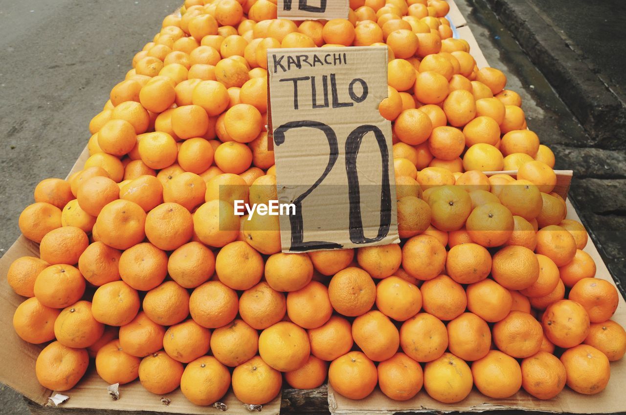 HIGH ANGLE VIEW OF FRUITS FOR SALE AT MARKET