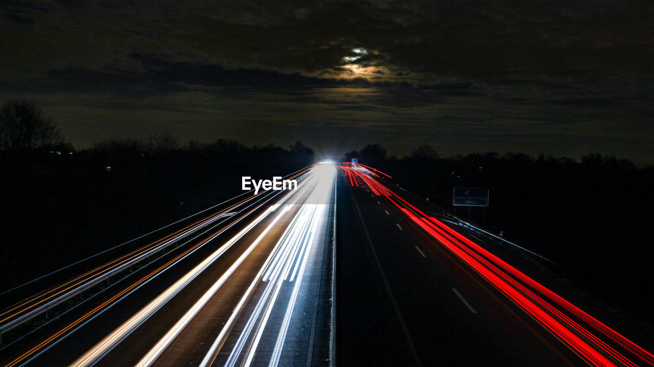 Light trails on highway at night