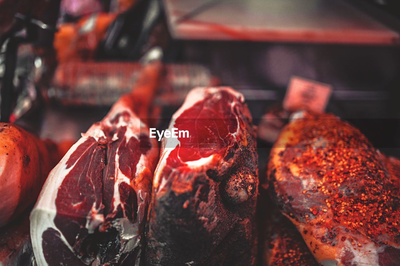 Close-up of beef in butcher shop