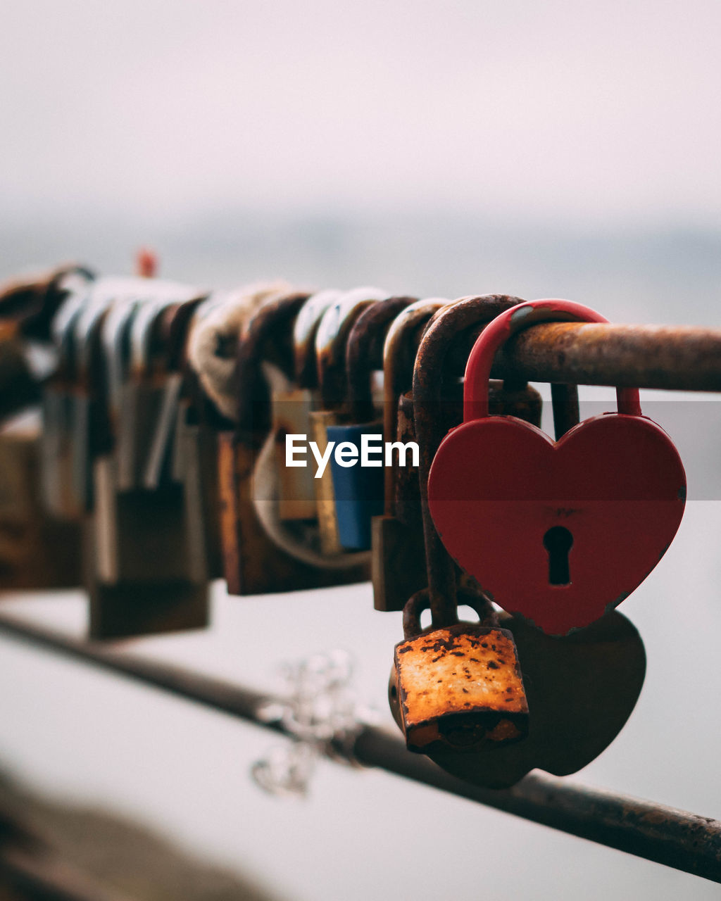 Heart shaped lock in a fence in porto 