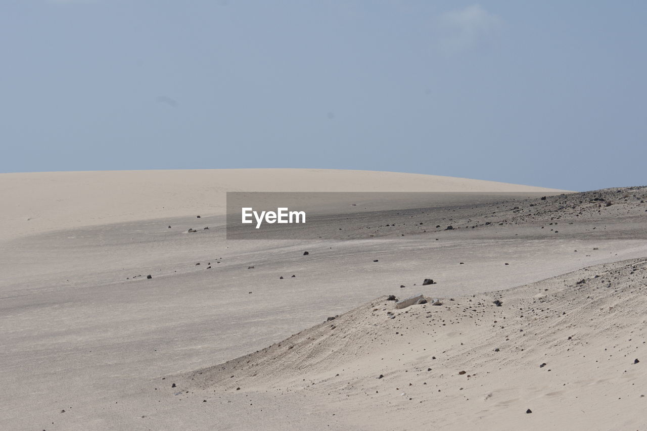 PANORAMIC VIEW OF DESERT AGAINST CLEAR SKY