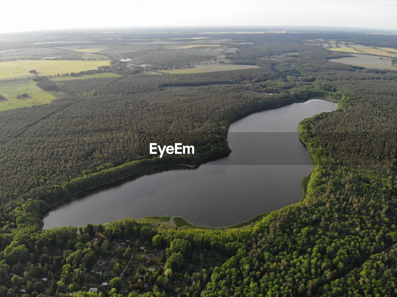 Aerial view of lake fängersee near strausberg 