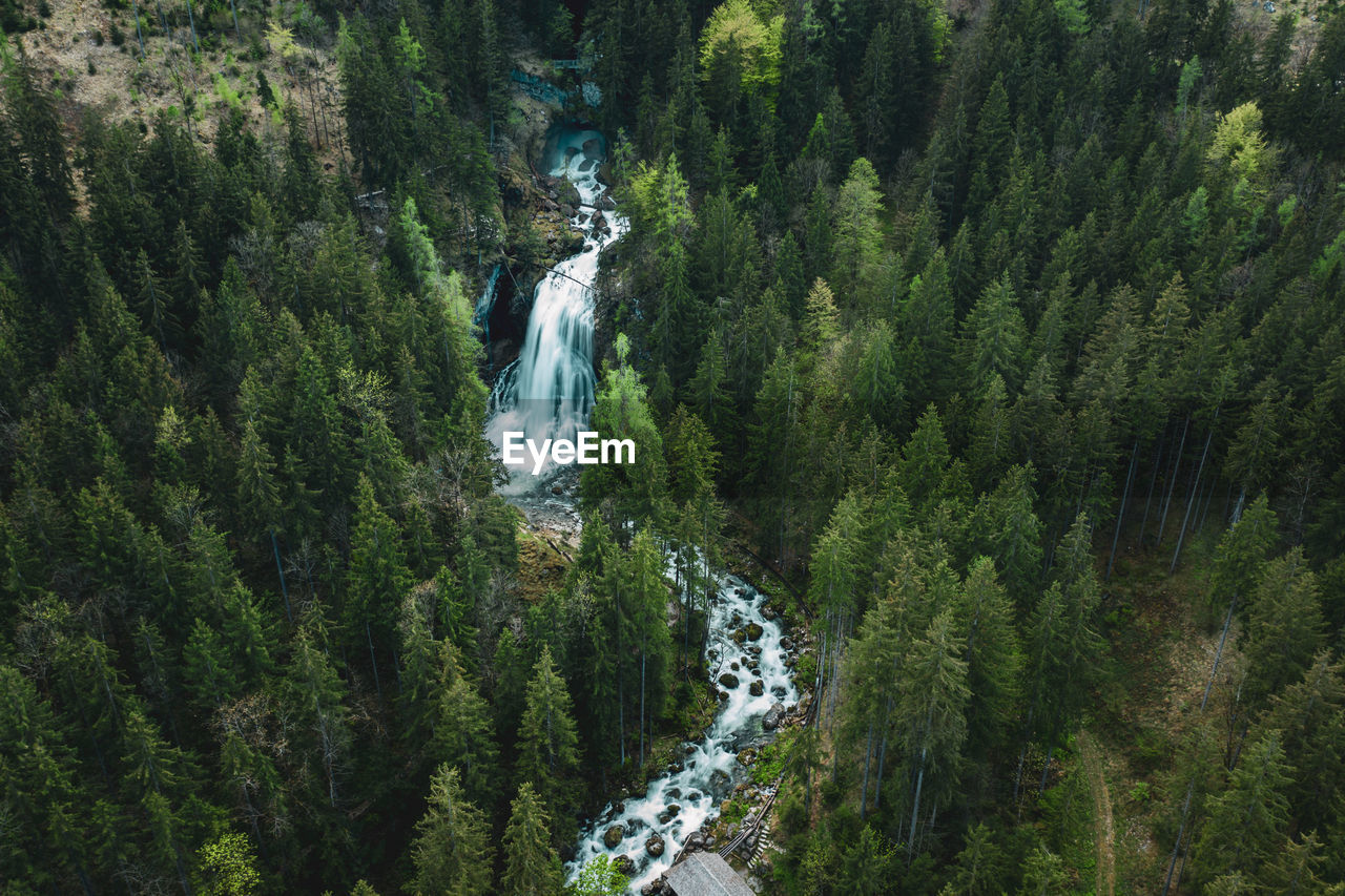 Aerial image of beautiful waterfalls in golling, salzburg, austria