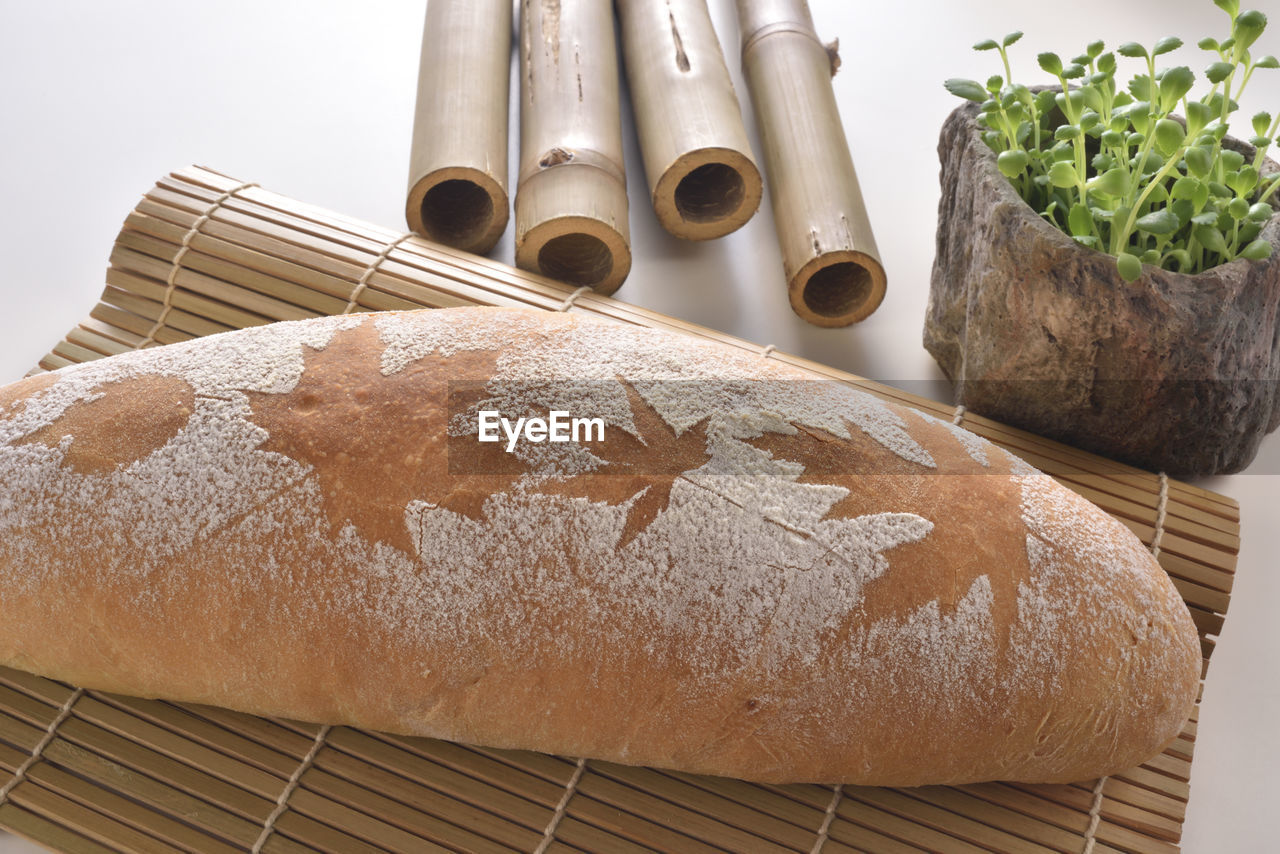 HIGH ANGLE VIEW OF BREAD IN CONTAINER