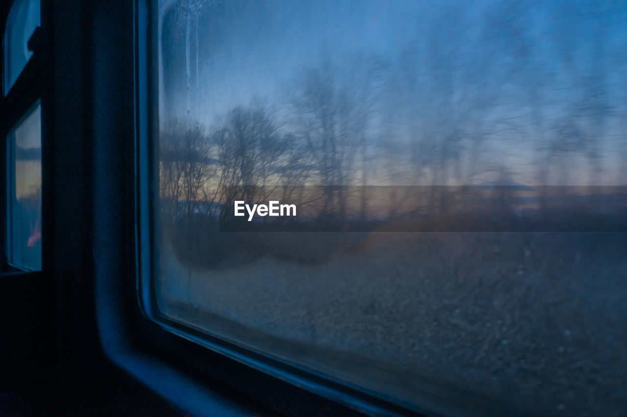 Glass window of train