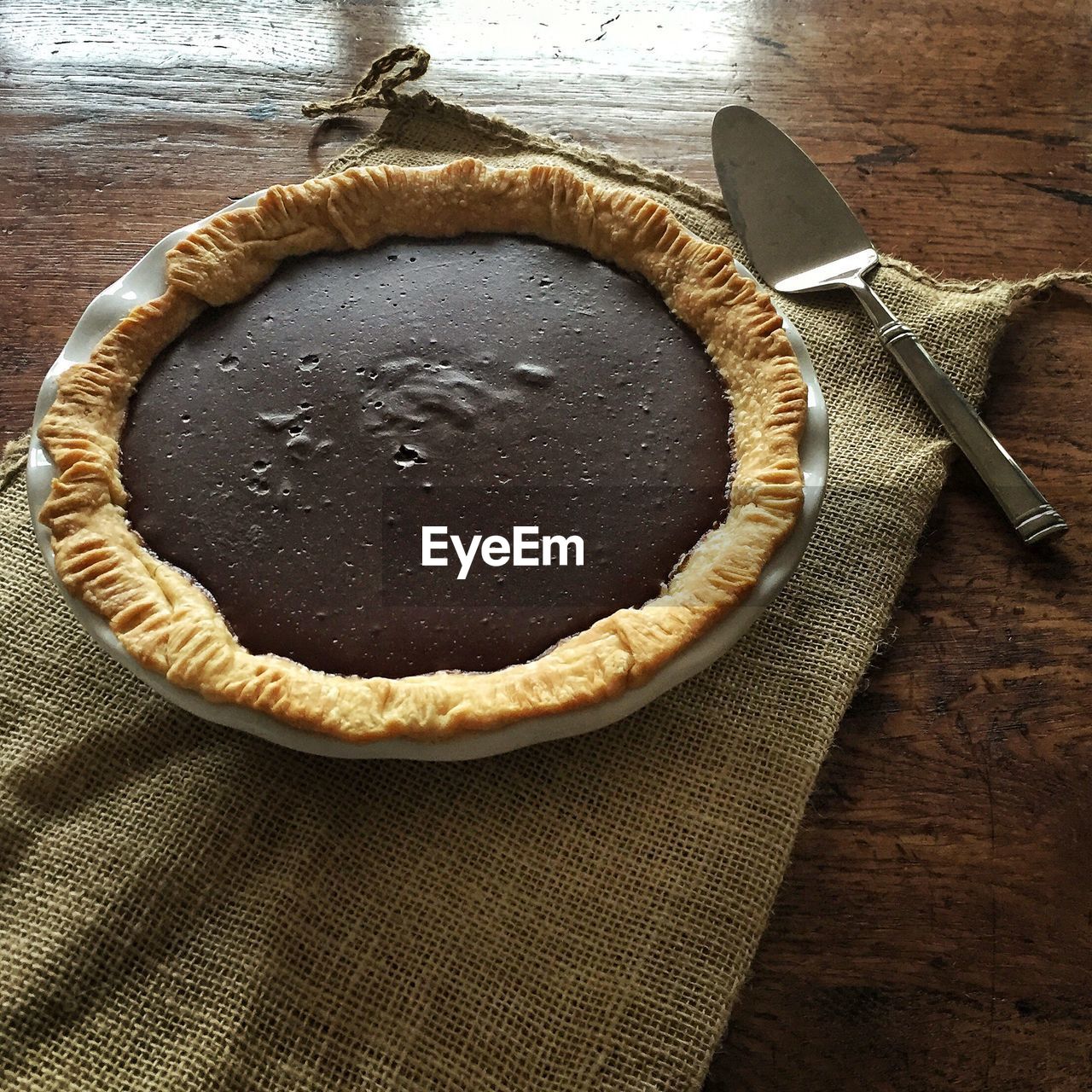 Close-up of homemade chocolate pie