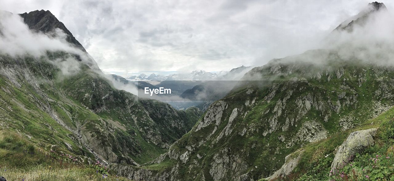 Scenic view of mountains against sky