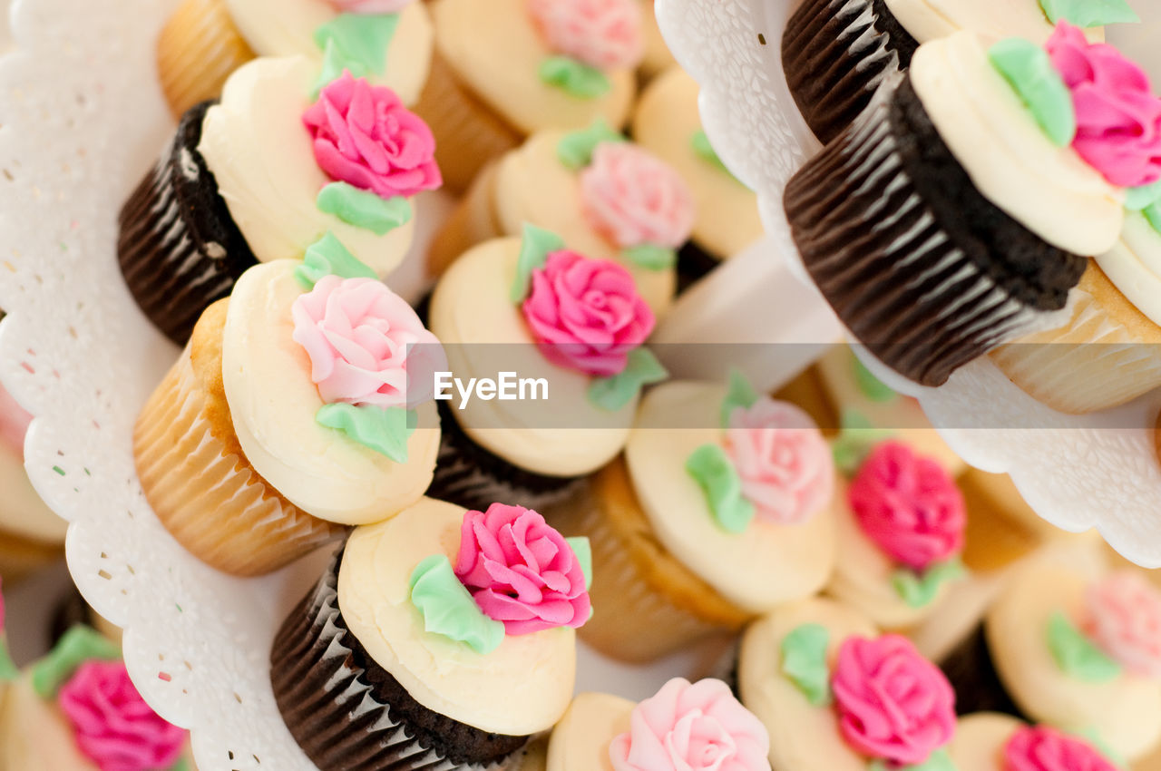 Close-up of cupcakes on cakestand