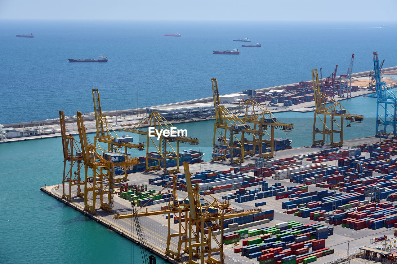 The container terminal at the port of barcelona in spain