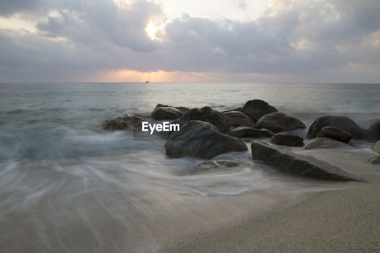 SCENIC VIEW OF SEA DURING SUNSET