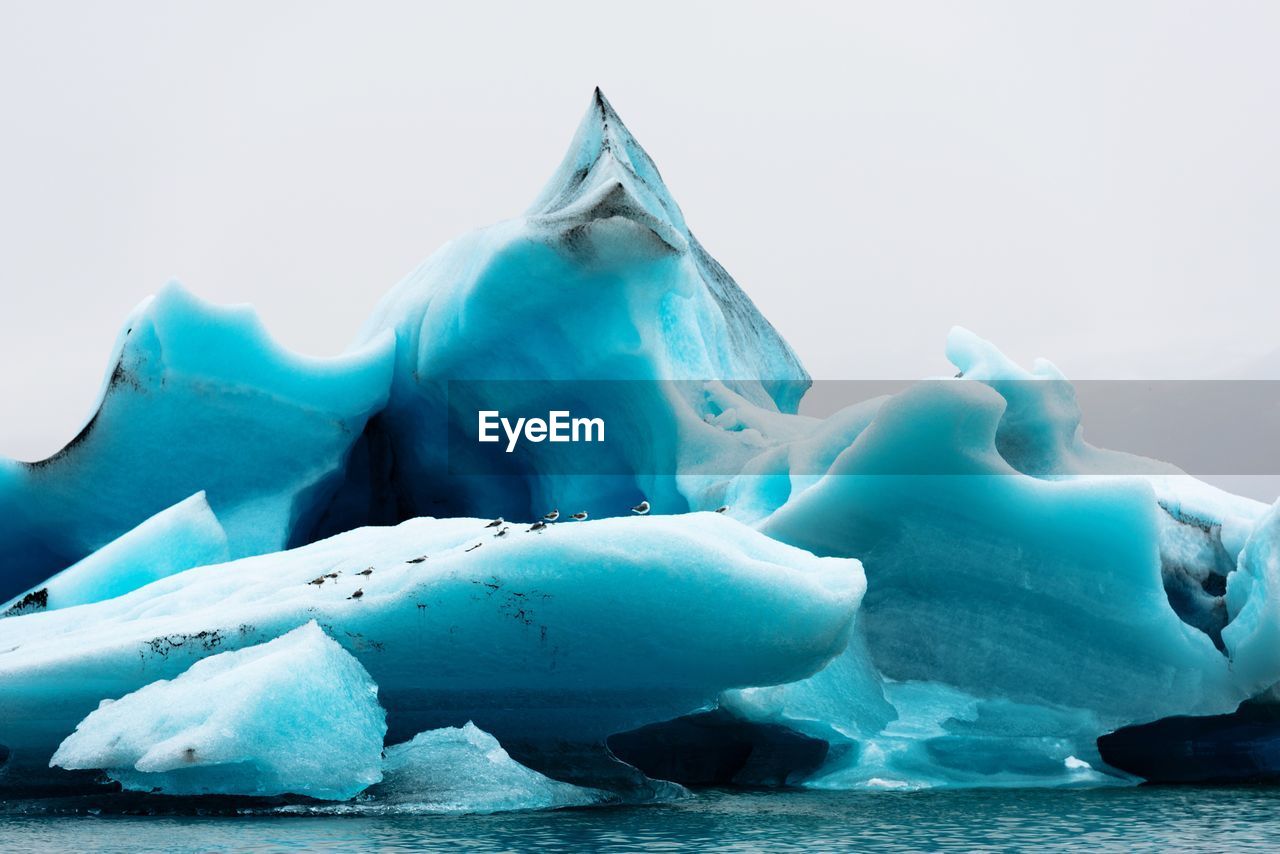 Aerial view of ice floating on lake