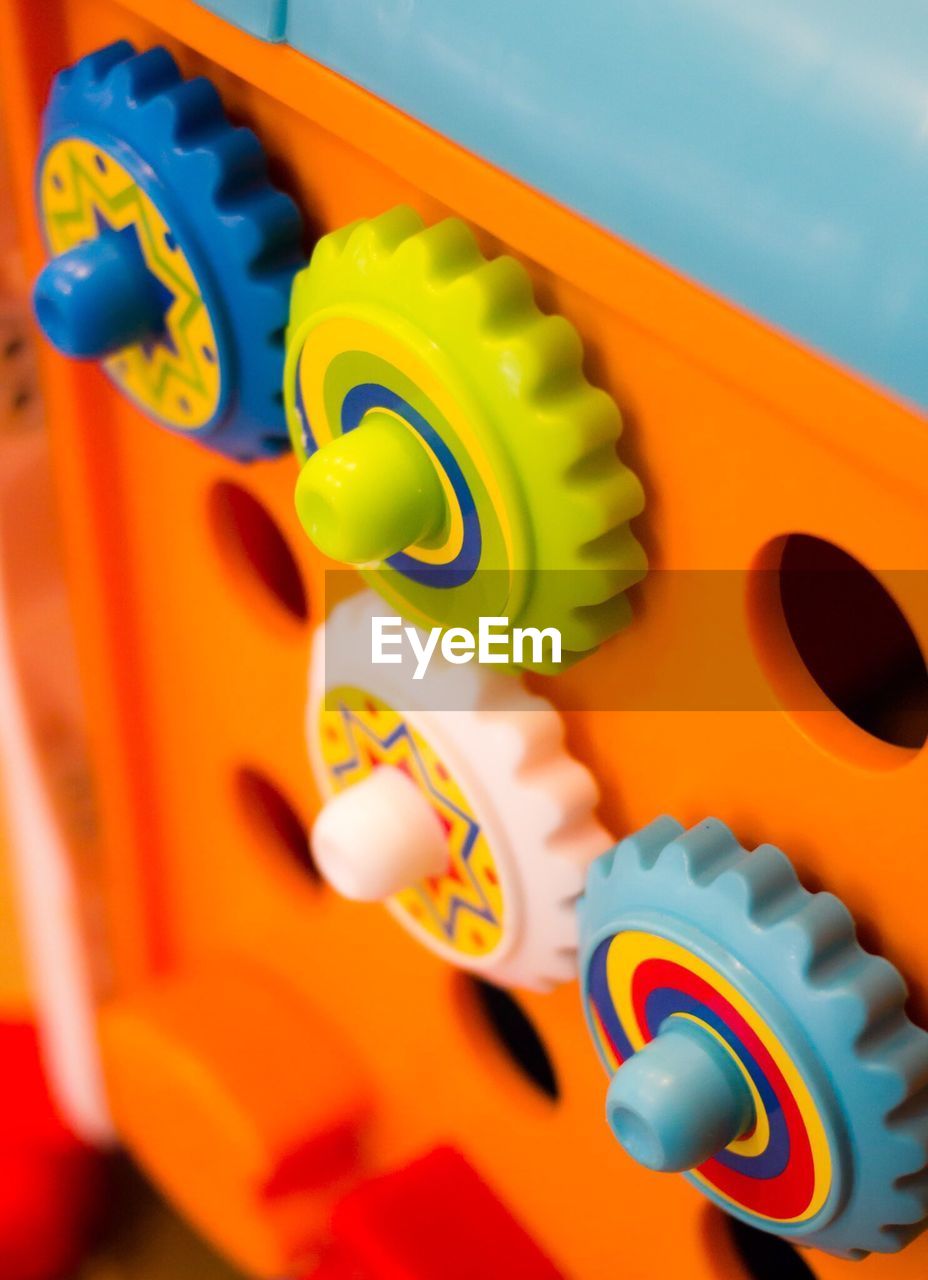 Close-up shot of cogwheel toy details