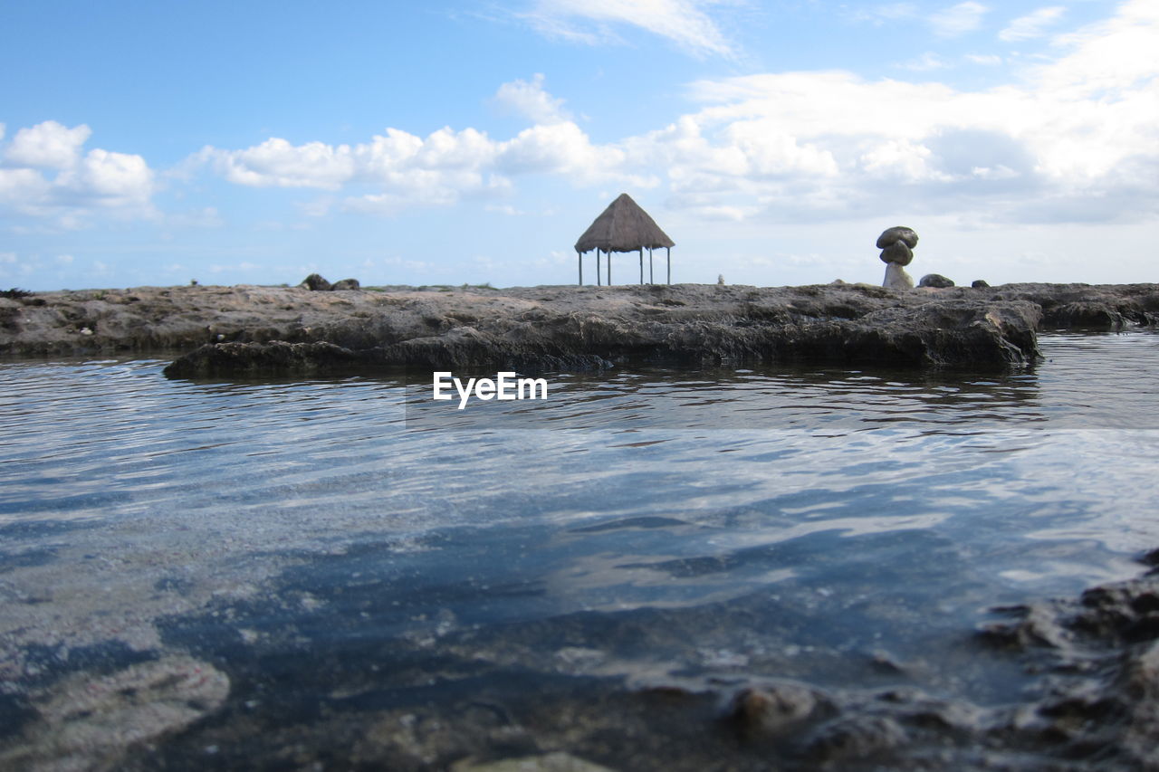 Scenic view of sea against cloudy sky