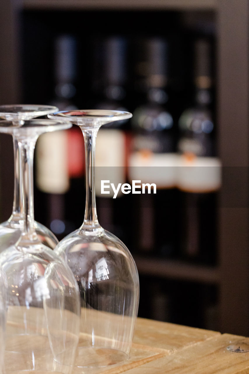 Close-up of wineglass on table