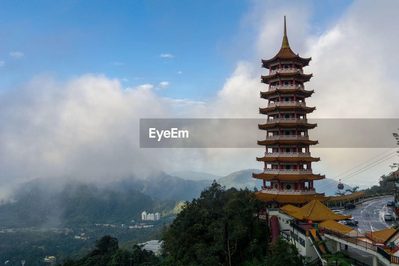 Panoramic view of temple against sky