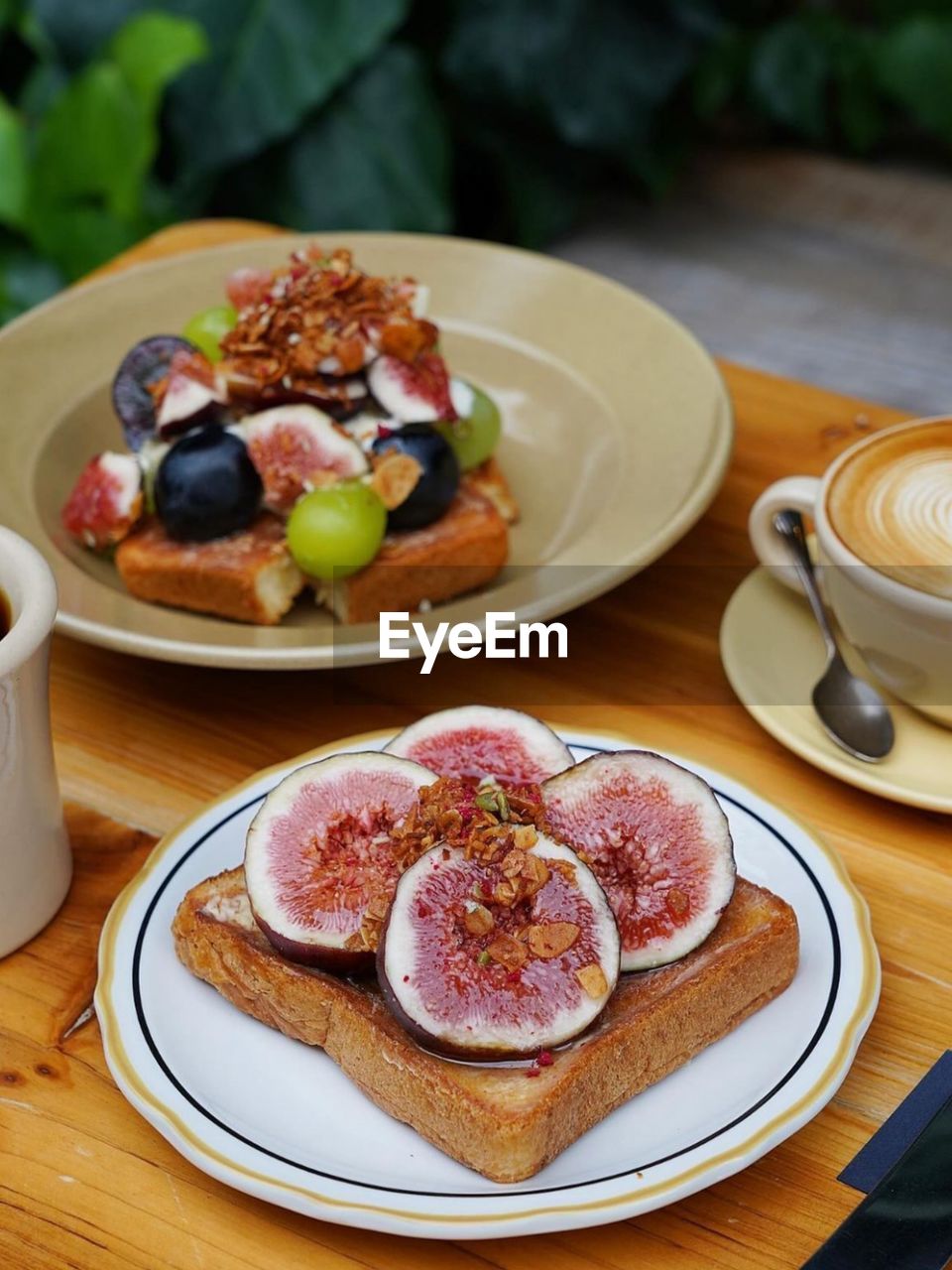 high angle view of breakfast on table