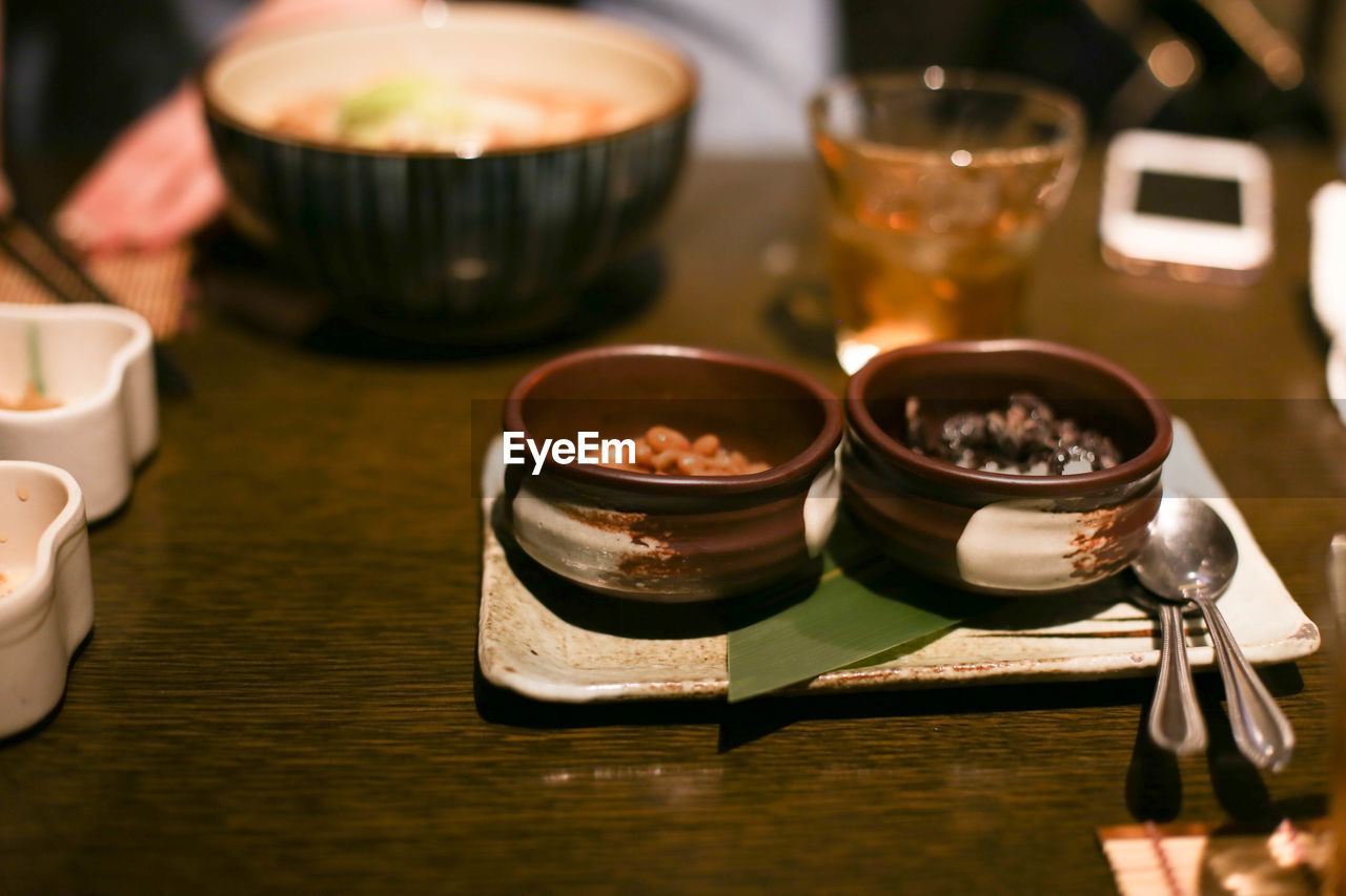 High angle view of food on table