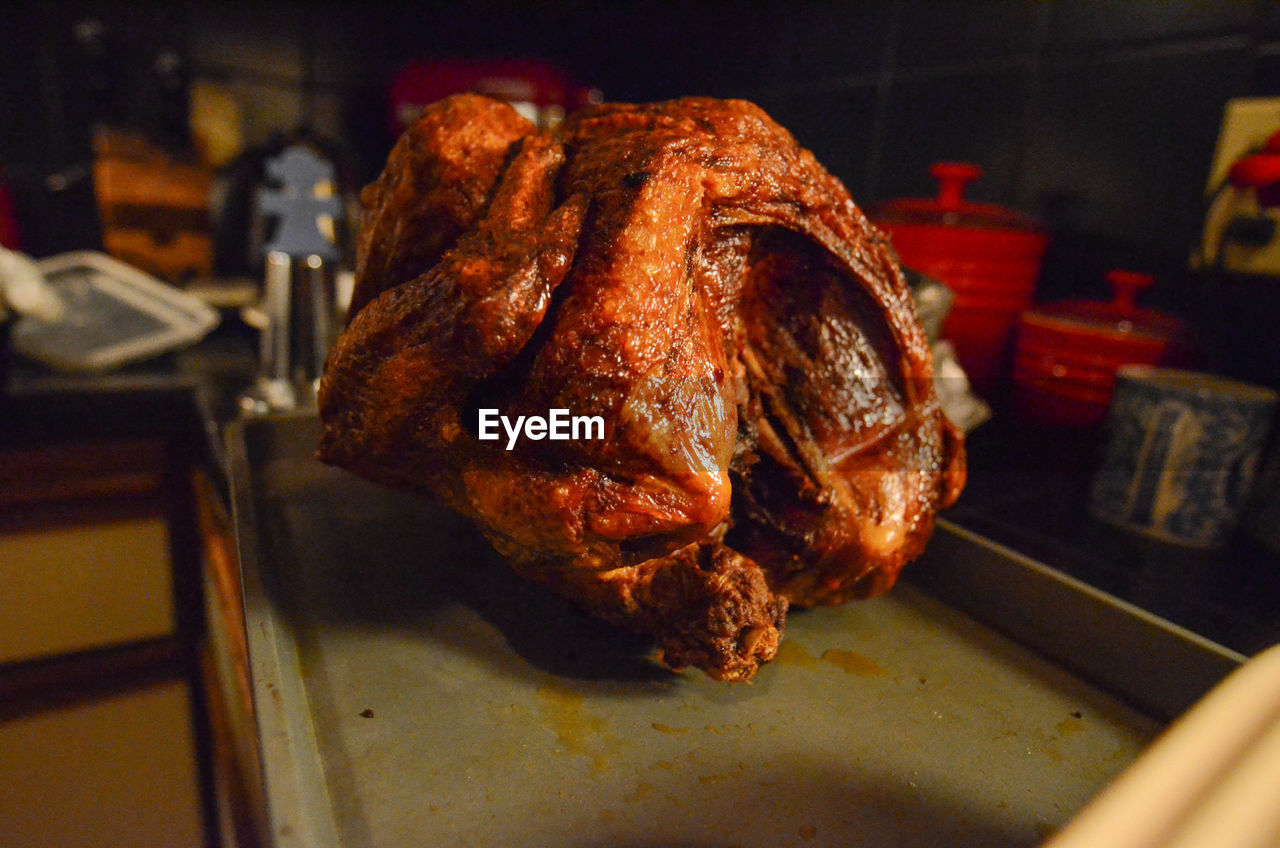 Close-up of roasted chicken