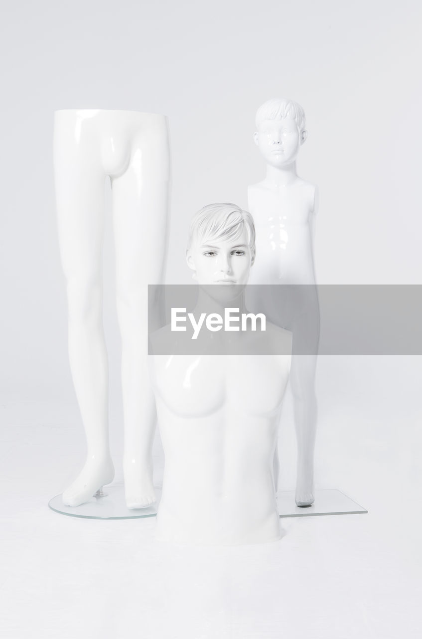 Mannequins against white background