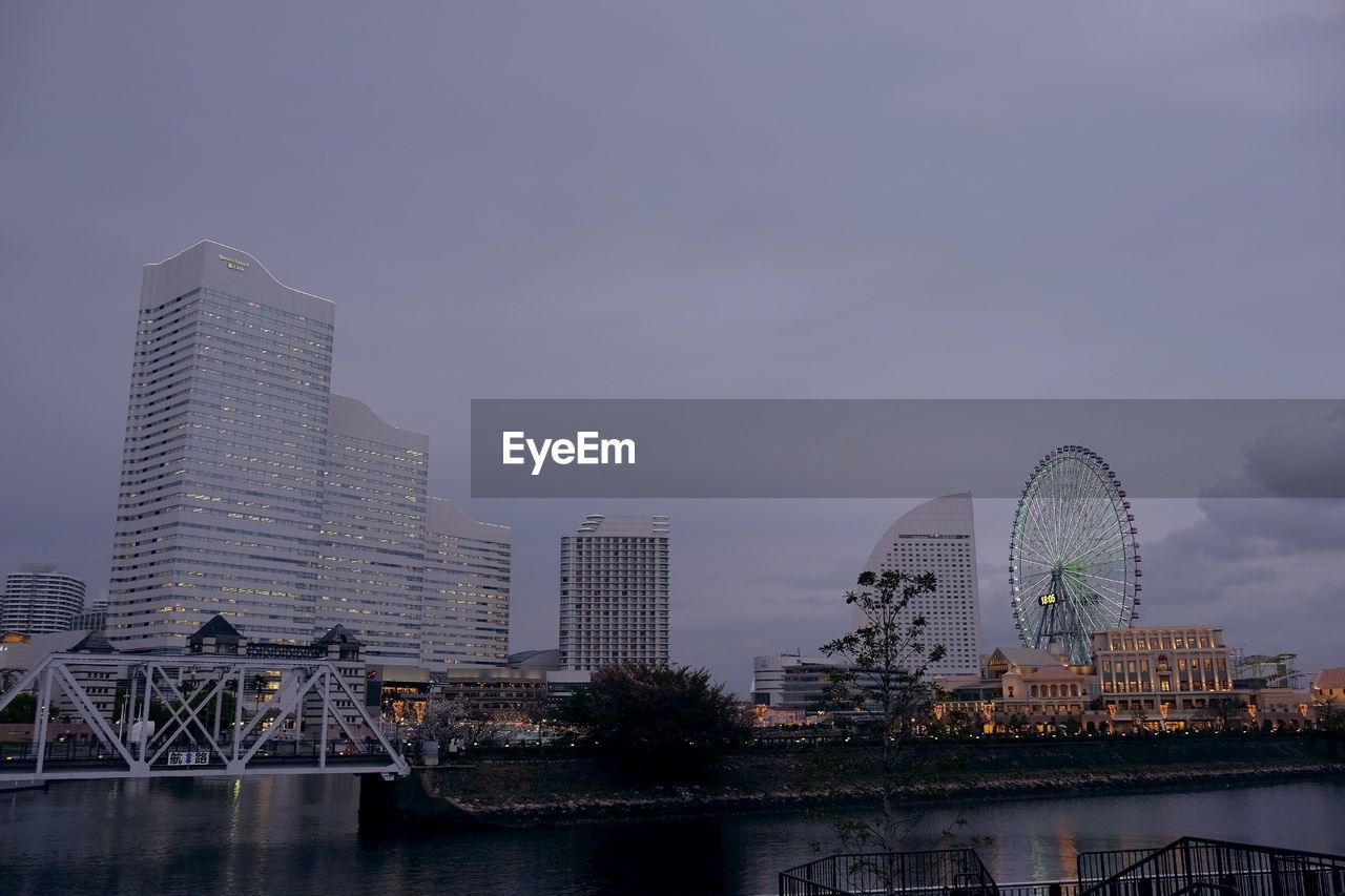 City skyline with river in background