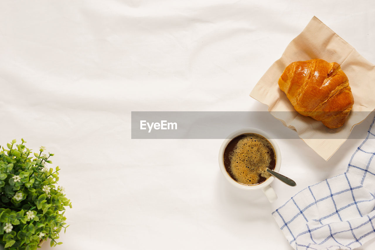 High angle view of breakfast served on table