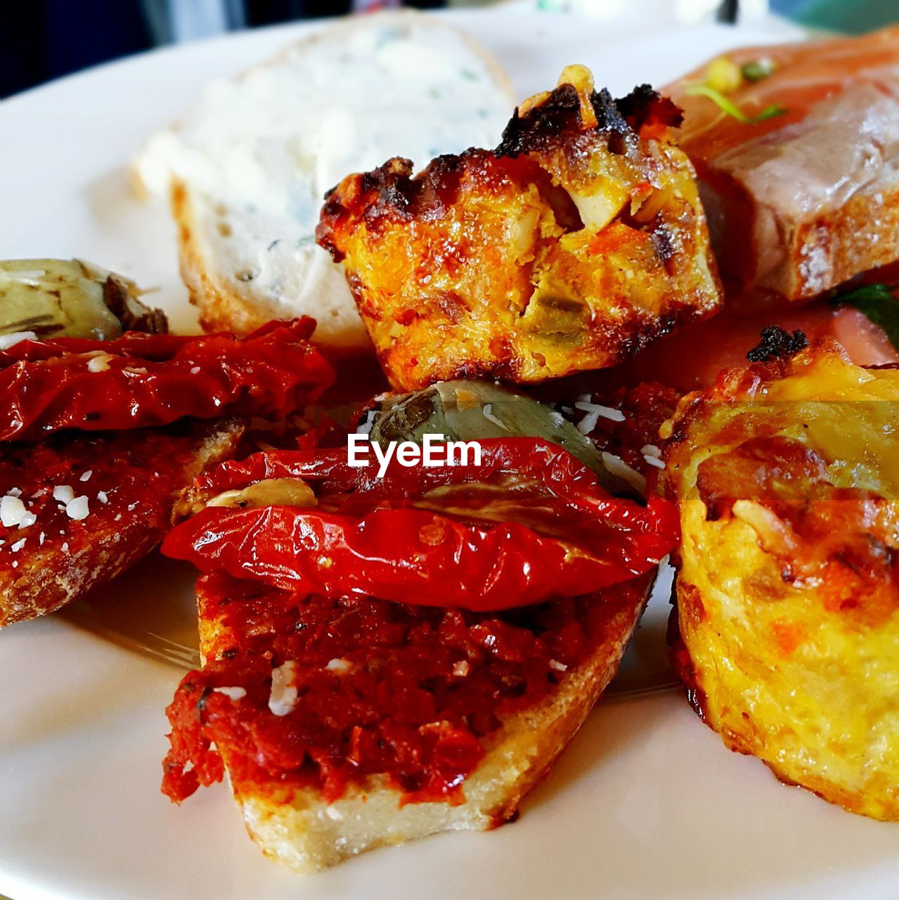 High angle view of food served in plate