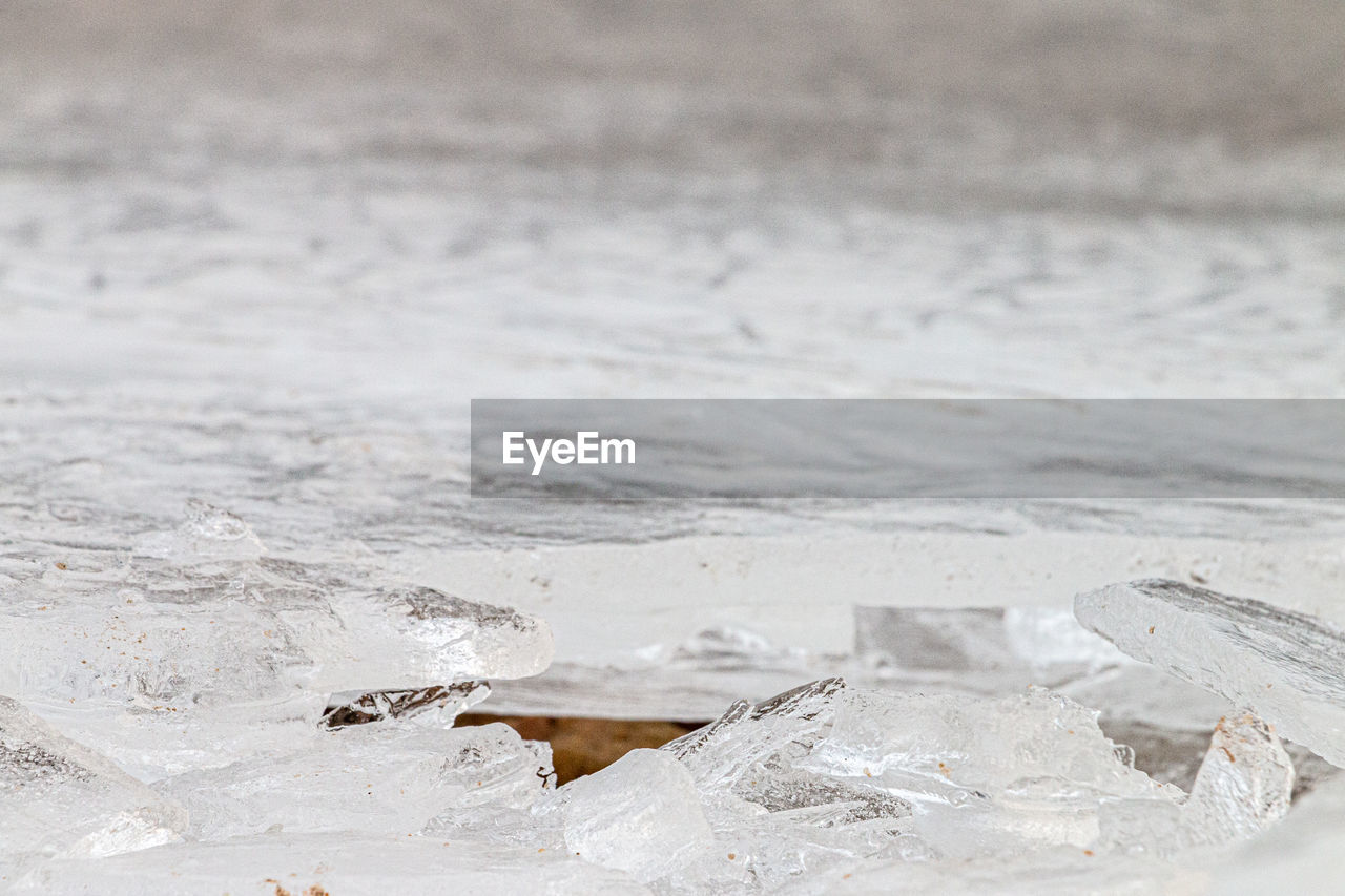 CLOSE-UP OF FROZEN SEA WATER