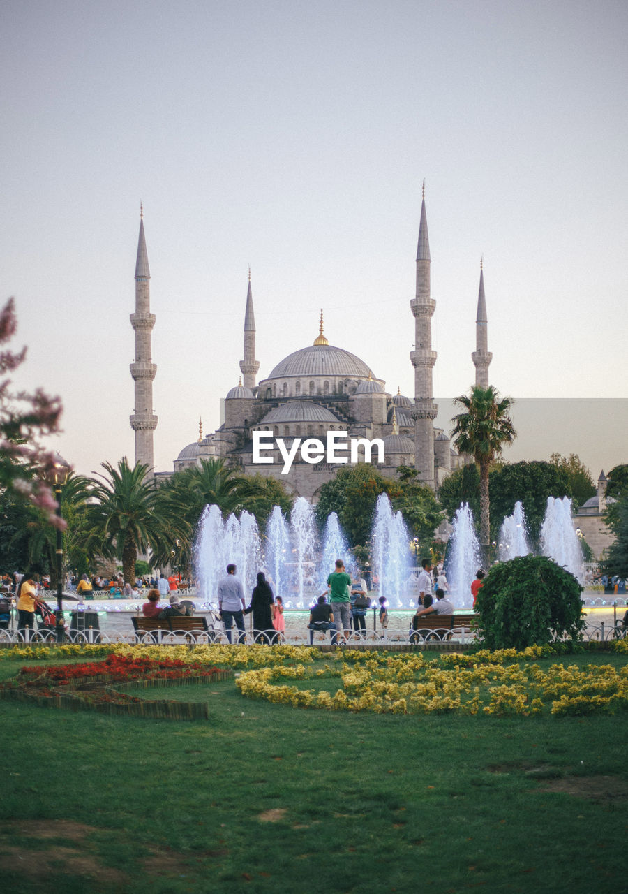 Sultan ahmed mosque against clear sky during sunset