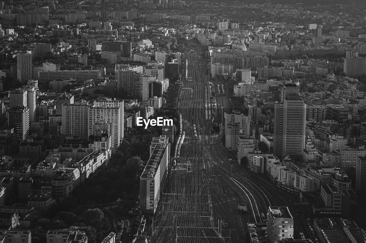 Aerial view of buildings in city