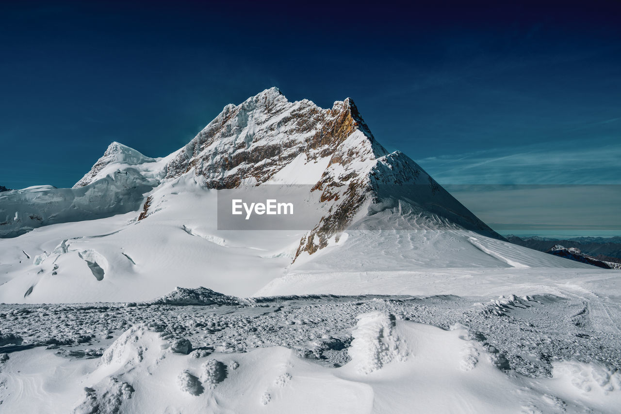 Panoramic view of the swiss alps in winter