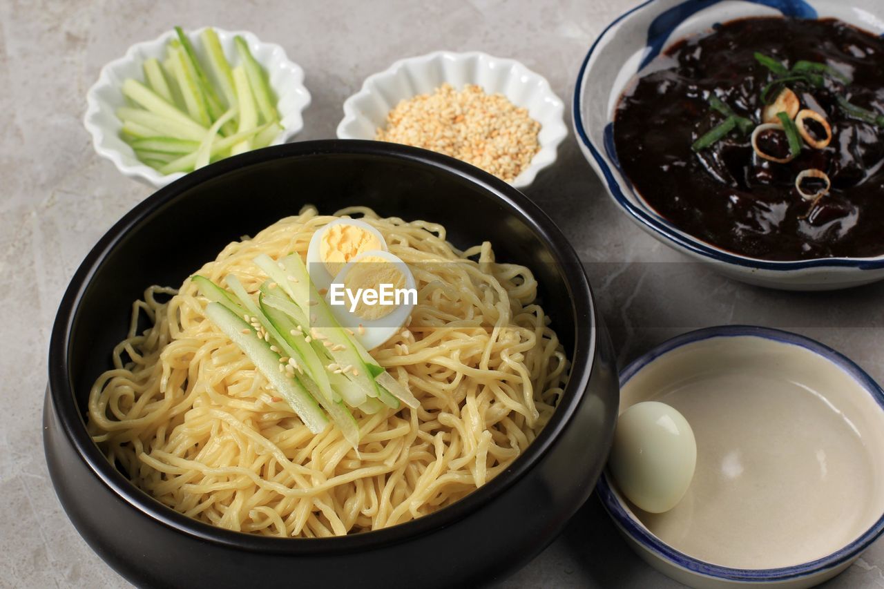 food and drink, food, healthy eating, bowl, pasta, noodle, italian food, wellbeing, freshness, dish, indoors, asian food, vegetable, cuisine, no people, high angle view, japanese cuisine, meal, plate, table, studio shot, still life, japanese food, produce, crockery, chinese food