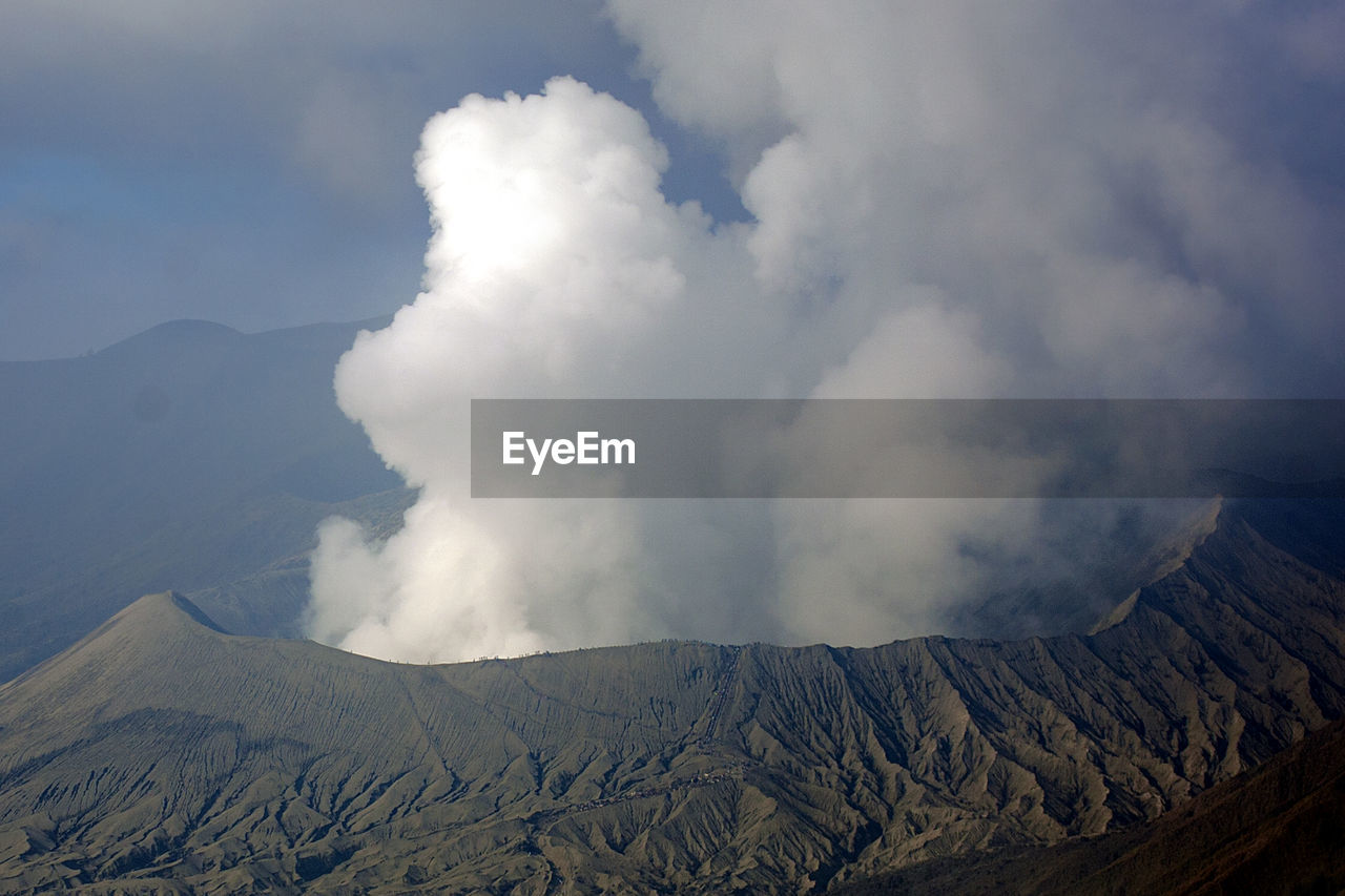 Smoke erupting from mt bromo