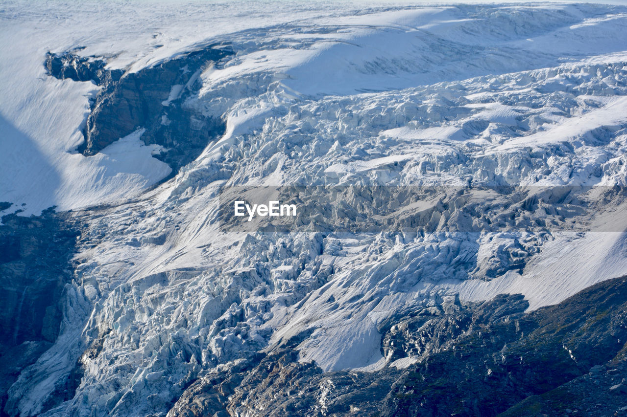 Aerial view of snowcapped mountains