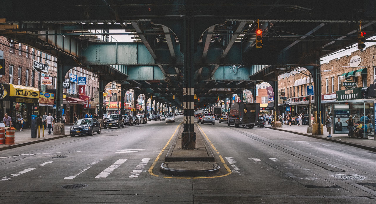 Illuminated road in city