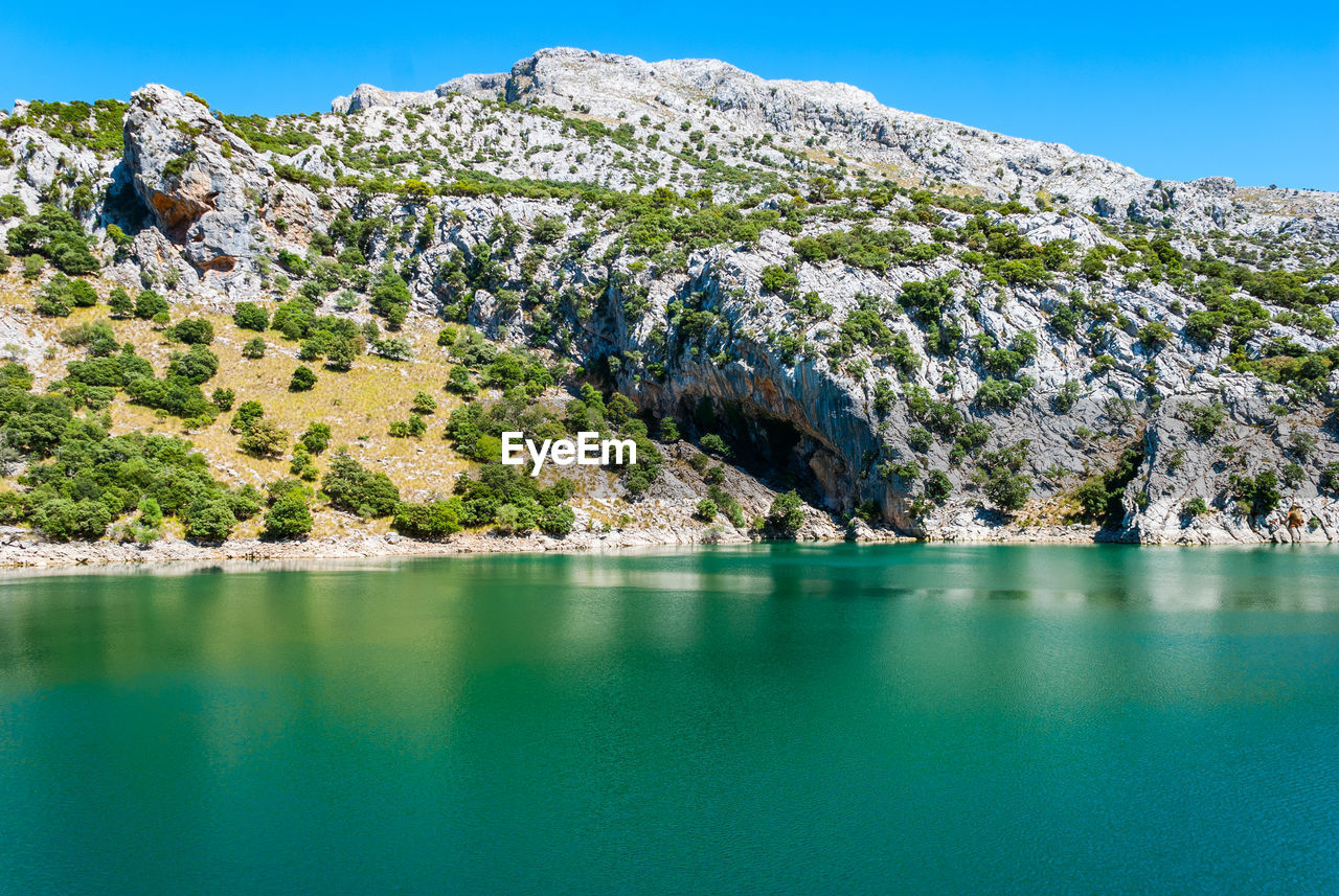 SCENIC VIEW OF LAKE AGAINST MOUNTAINS