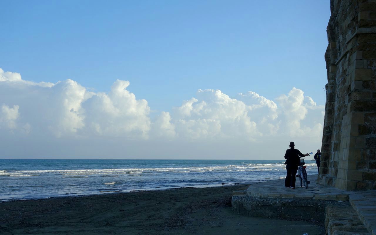 Scenic view of sea against cloudy sky