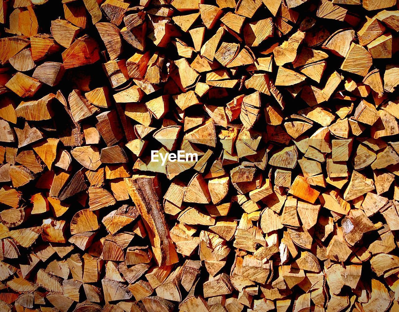 Full frame shot of wooden logs