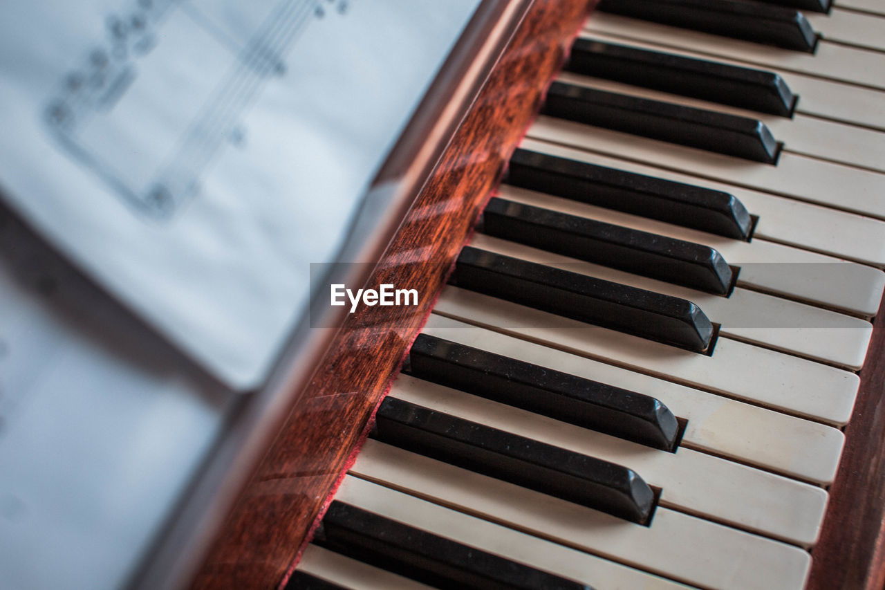 Close-up of piano keys