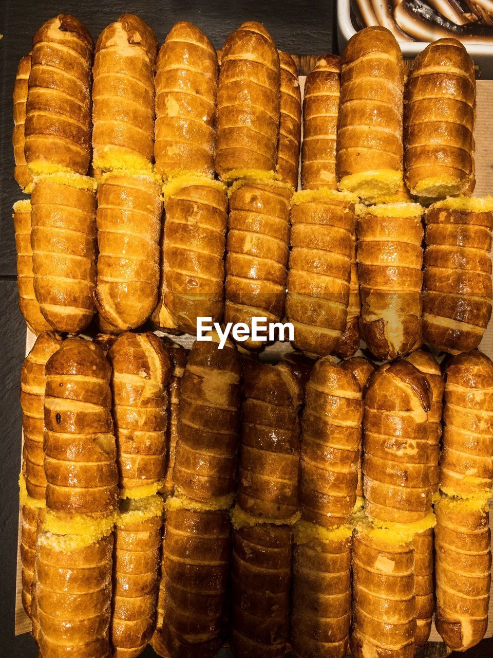 Stack of breads at market stall