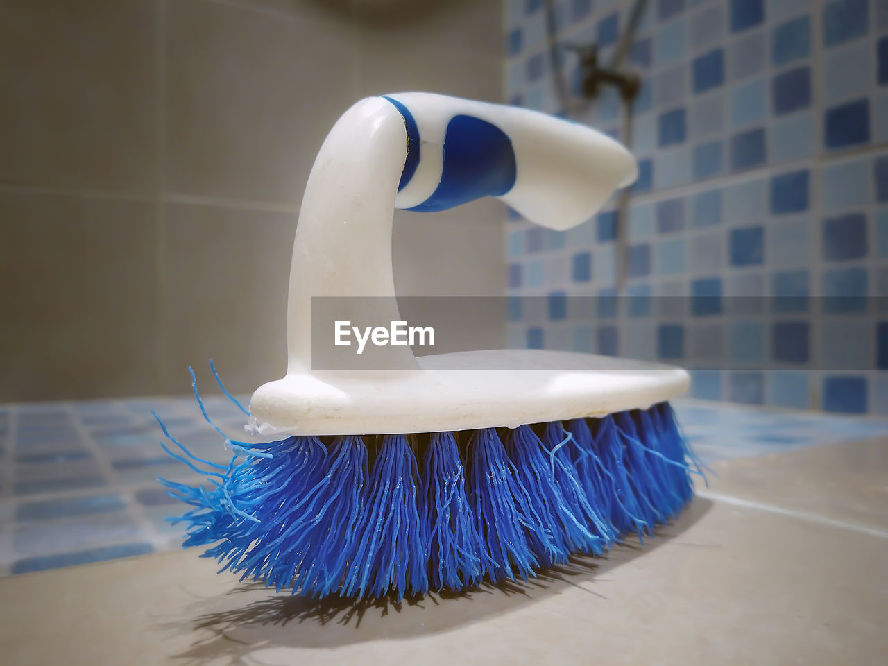 brush, blue, hygiene, cleaning, bathroom, indoors, domestic room, flooring, home, domestic bathroom, toothbrush, personal care, no people, domestic life, housework, cleaning equipment, tile, bird, broom, home interior