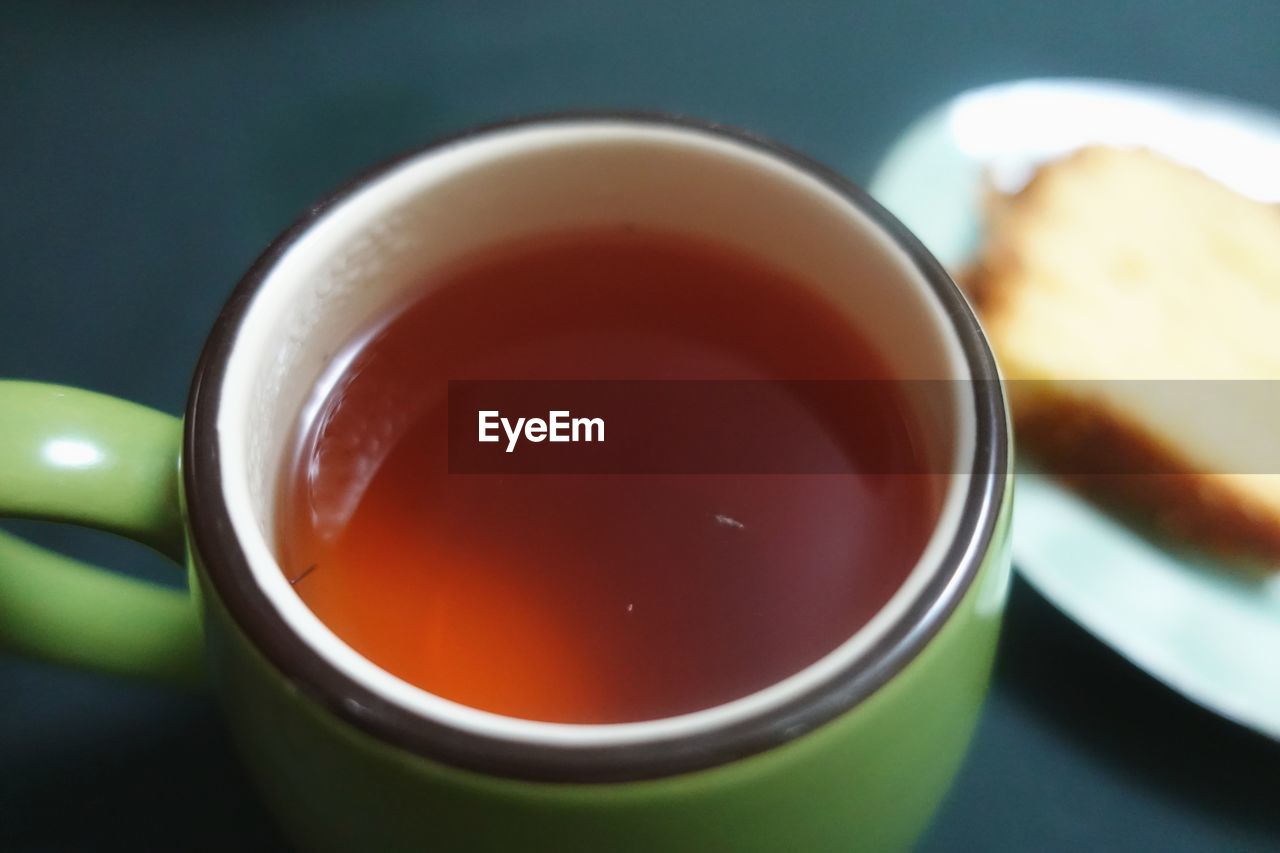 Close-up of tea cup on table