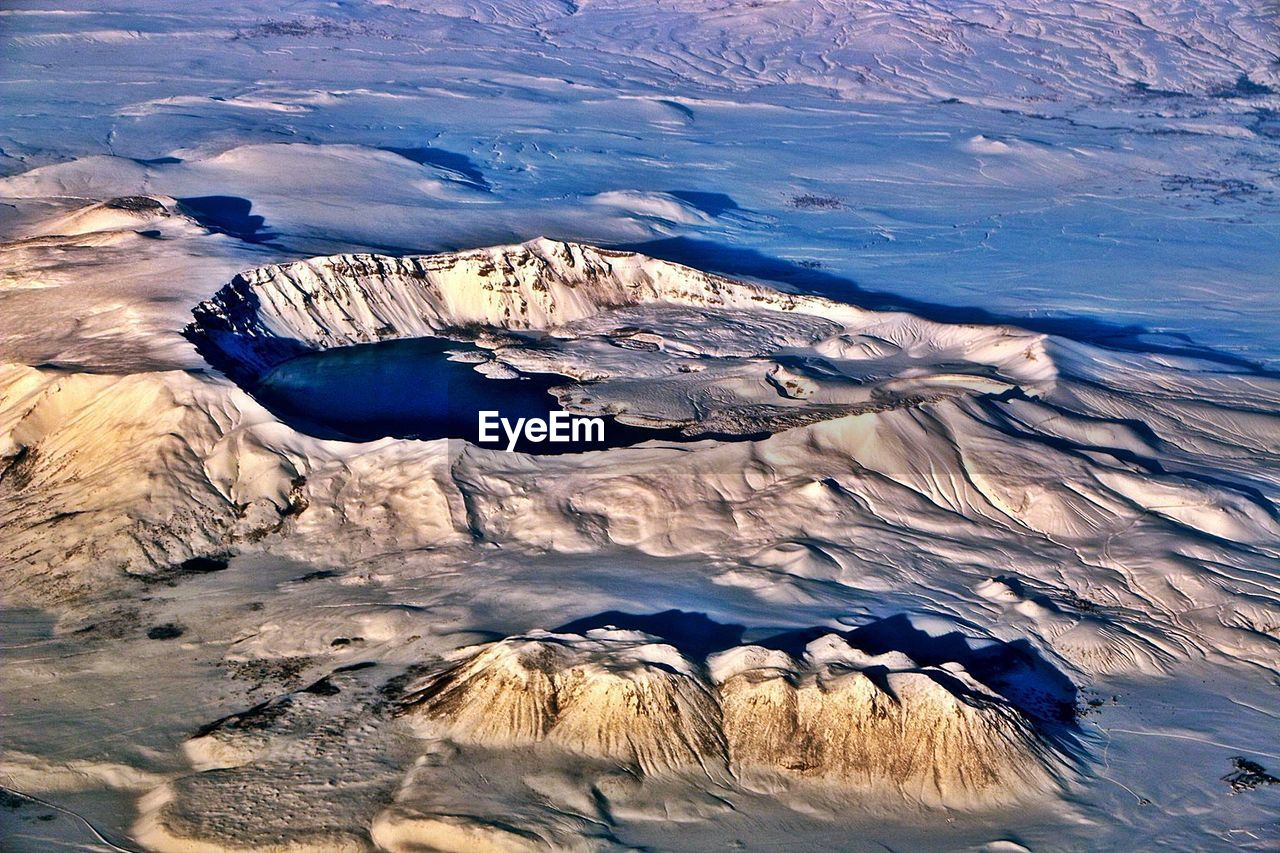 Aerial view of snow covered mountain