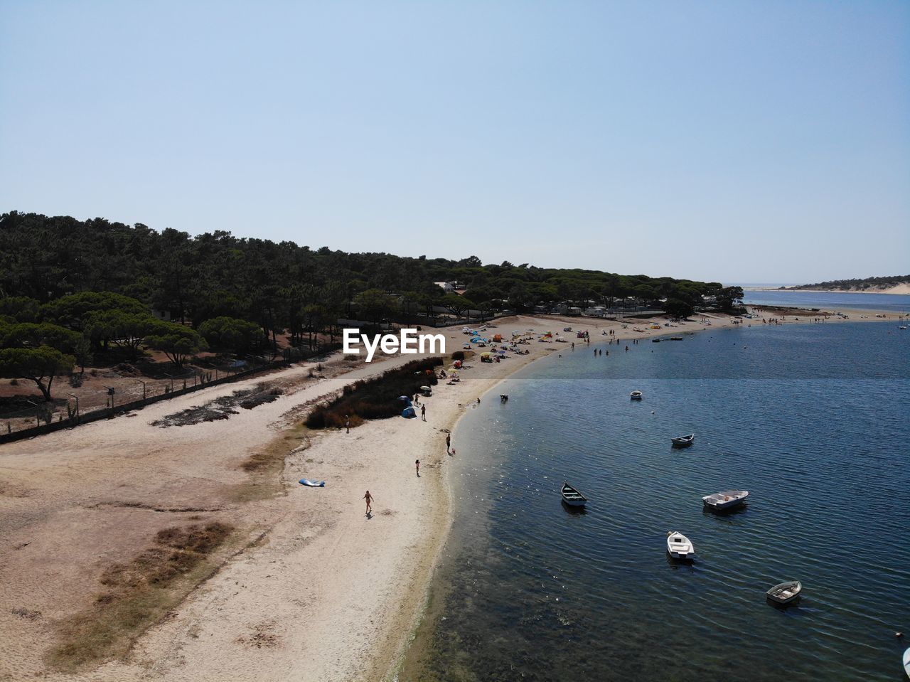 PANORAMIC SHOT OF SEA AGAINST CLEAR SKY