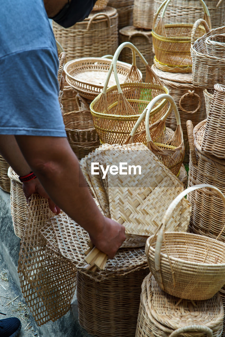 Rattan handicraft handmade from natural product. eco friendy and sustainable concept.