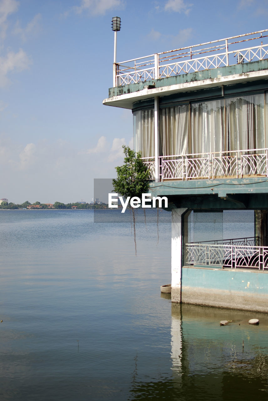 View of houses in front of river