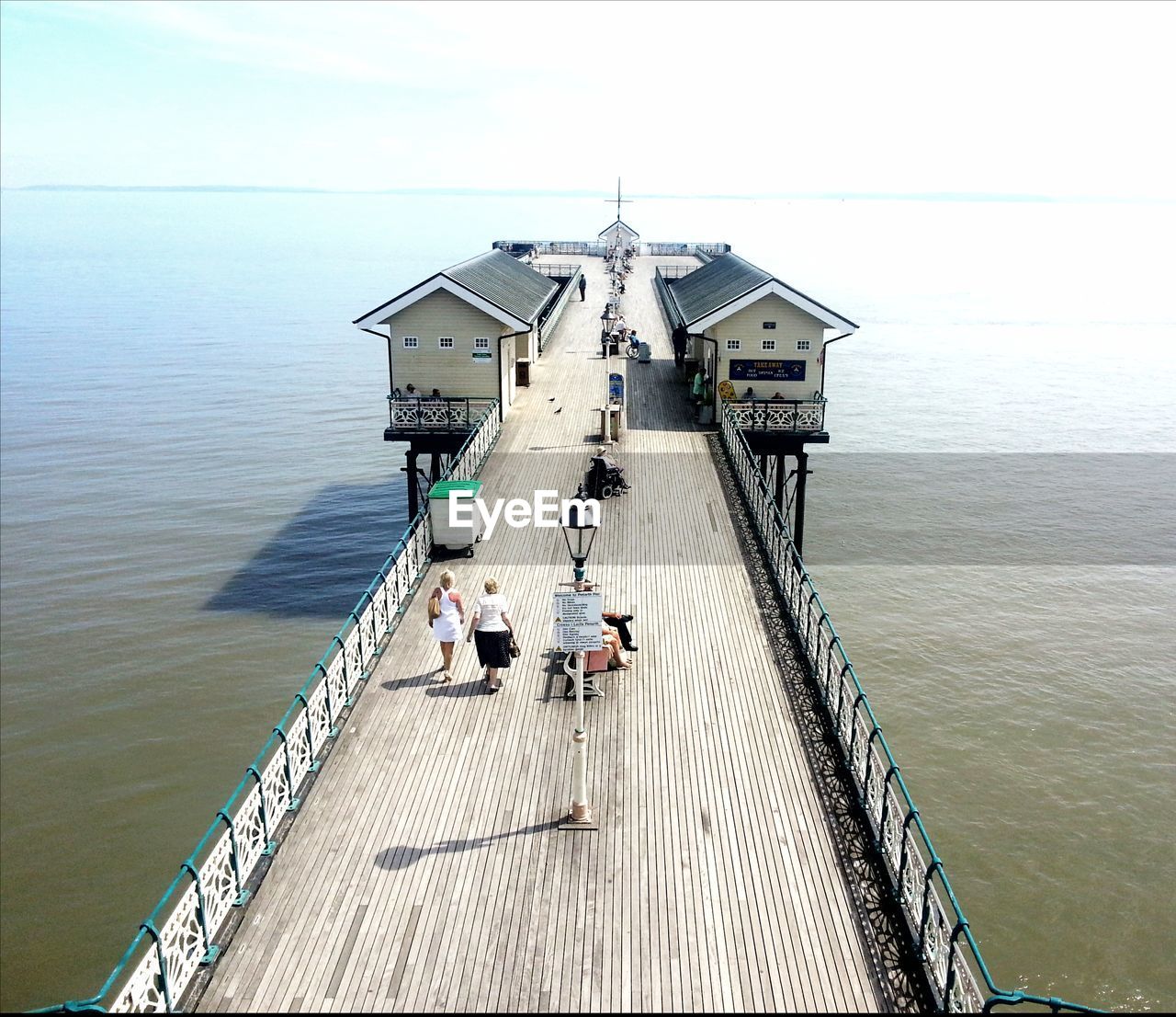 High angle view of people at penarth pier pavilion