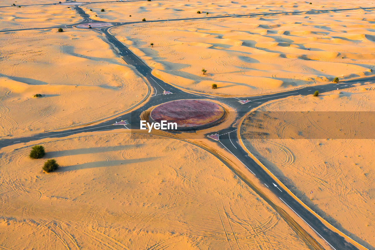 HIGH ANGLE VIEW OF ROAD AMIDST LAND