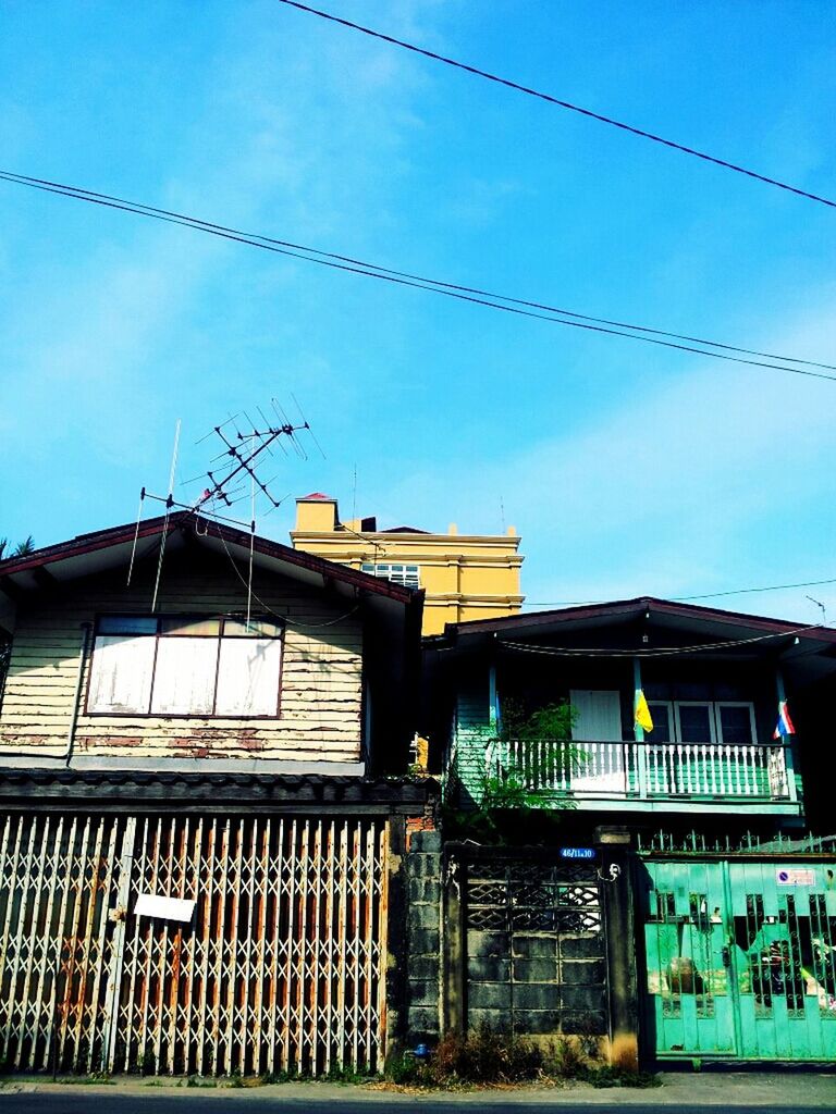 Low angle view of built structures against the sky